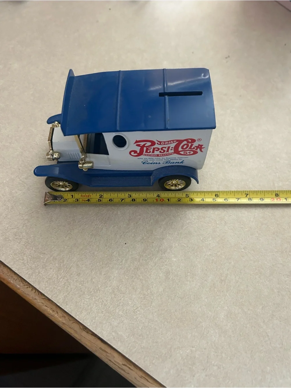 Pepsi Cola Blue & White Vintage Toy Bank Car